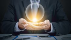 Business man with crystal ball